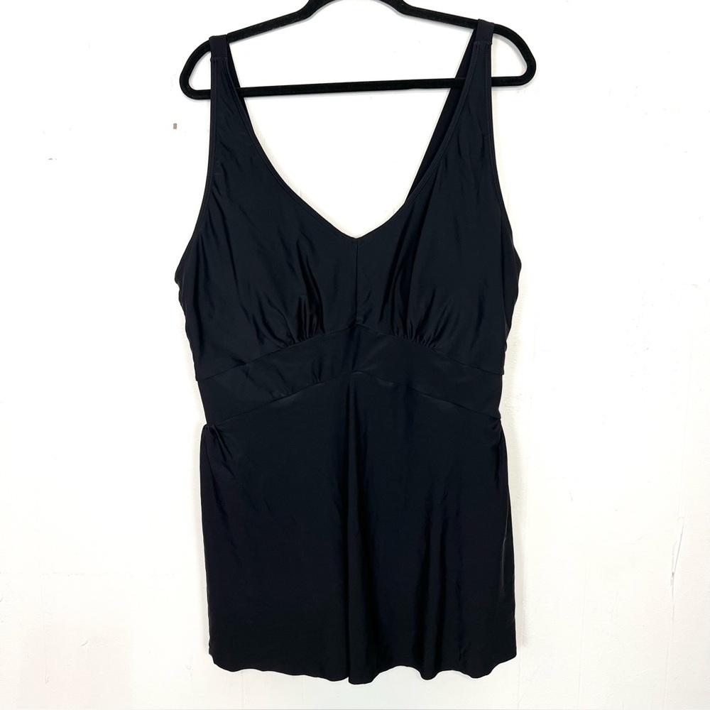 SimplyFit Black Swim Dress One Piece Swimsuit‎ 3X Simply Fit cg